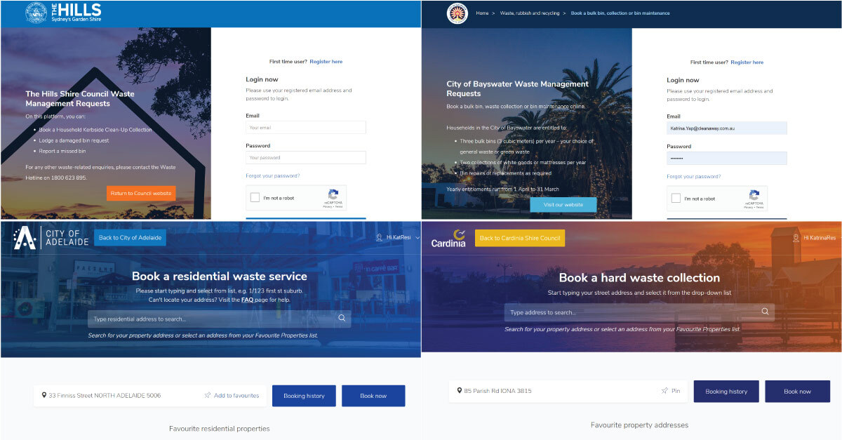 Cleanaway Resident Portal Online waste bookings and requests